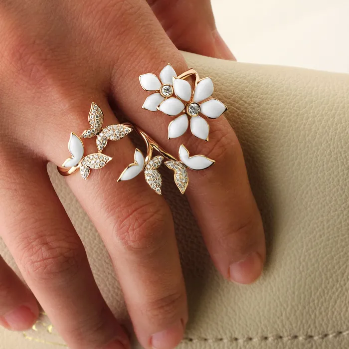 Rings Hidalgo Hidalgo Double Finger 18KT Rose Gold Ring348421