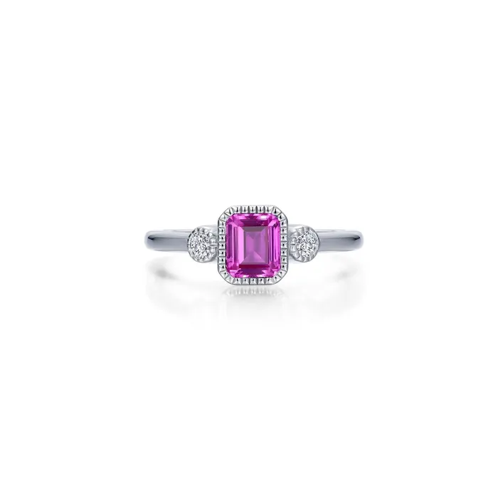 Rings Simulated EmeraldCut Pink Tourmaline Diamond October Birthstone Ring Lafonn Rings Simulated EmeraldCut Pink Tourmaline Diamond October Birthstone Ring Lafonn