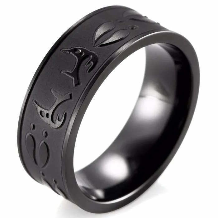 Rings sparklingselections Mens Black Deer Titanium Outdoor Ring