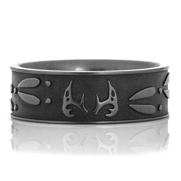 Rings sparklingselections Mens Black Deer Titanium Outdoor Ring
