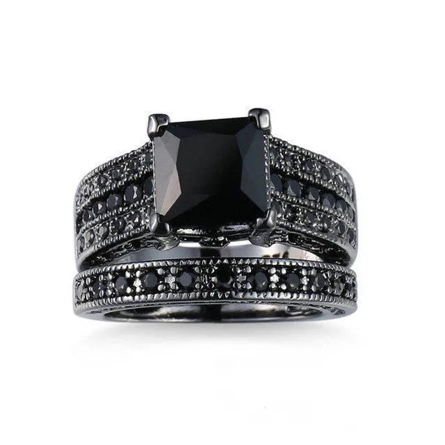 Rings sparklingselections Vintage Cubic Zirconia Two Band Black Rings Rings sparklingselections Vintage Cubic Zirconia Two Band Black Rings