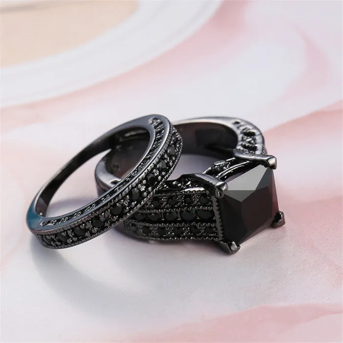 Rings sparklingselections Vintage Cubic Zirconia Two Band Black Rings Rings sparklingselections Vintage Cubic Zirconia Two Band Black Rings