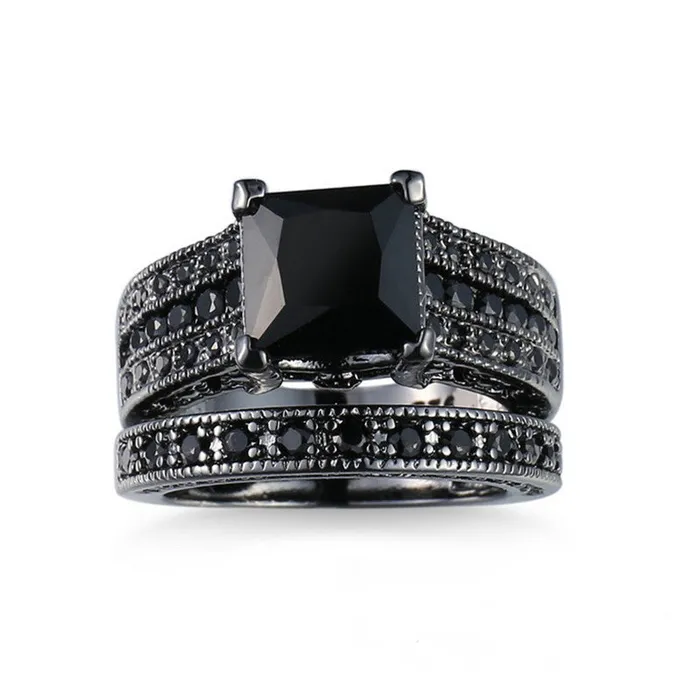 Rings sparklingselections Vintage Cubic Zirconia Two Band Black Rings Rings sparklingselections Vintage Cubic Zirconia Two Band Black Rings