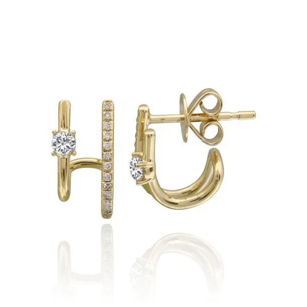 Solitaire Diamond and Pave Lobe Earrings Alev Jewelry Earrings