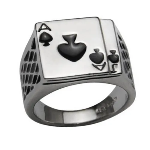 sparklingselections Black Enamel Spades Poker Finger Ring Rings