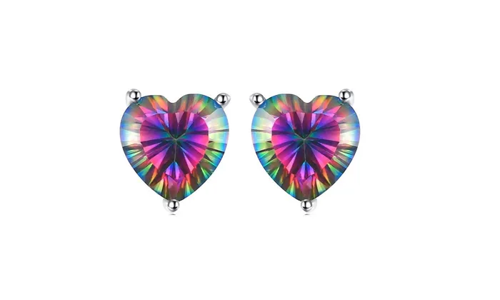 sparklingselections Earrings Mystic Topaz Real Silver Stud Earrings