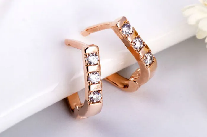 sparklingselections Earrings New Trendy Cubic Zircon Wedding Jewelry Stud Earrings For Women Geometric White Gold Plated Fashion Earrings Jewelry