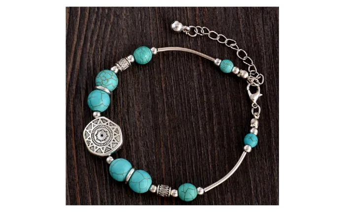 sparklingselections New Designer Retro Turquoise Round Beads Bracelet Women Bracelets sparklingselections New Designer Retro Turquoise Round Beads Bracelet Women Bracelets