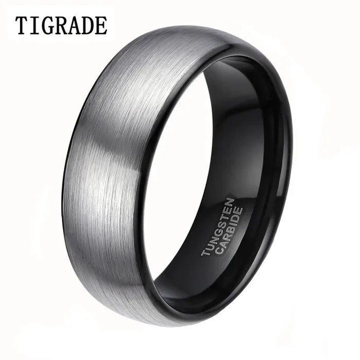 sparklingselections Rings 8mm Classic Brushed Men Tungsten Carbide Ring