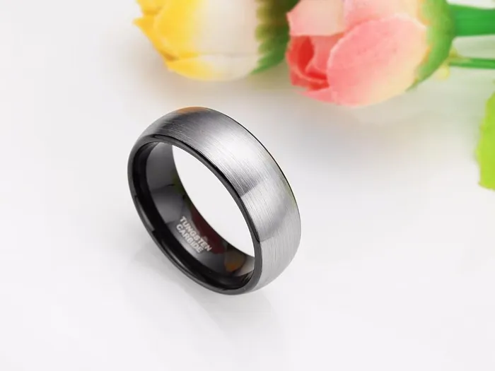 sparklingselections Rings 8mm Classic Brushed Men Tungsten Carbide Ring sparklingselections Rings 8mm Classic Brushed Men Tungsten Carbide Ring