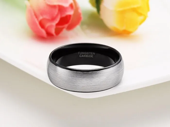 sparklingselections Rings 8mm Classic Brushed Men Tungsten Carbide Ring sparklingselections Rings 8mm Classic Brushed Men Tungsten Carbide Ring
