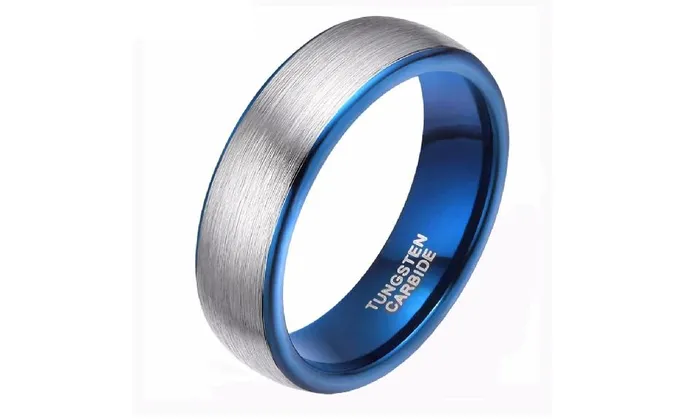 sparklingselections Rings 8mm Mens Brushed Silver Tungsten Carbide Ring