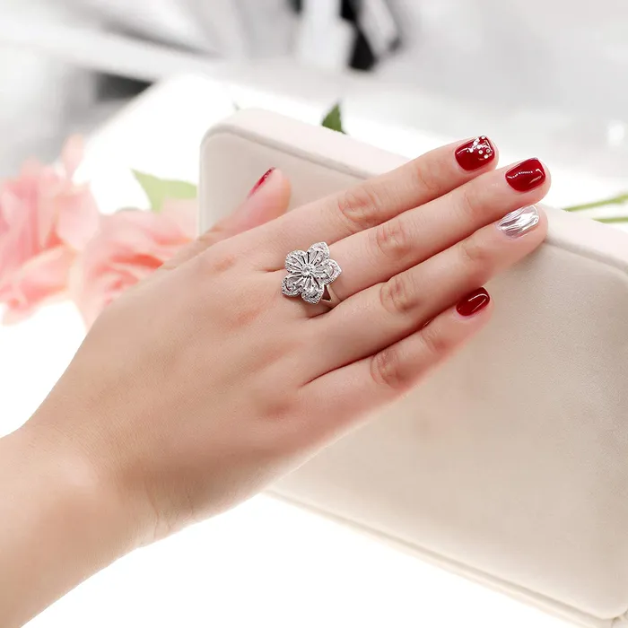 sparklingselections Rings Flower Party AAA Cubic Zircon Ring for Women sparklingselections Rings Flower Party AAA Cubic Zircon Ring for Women