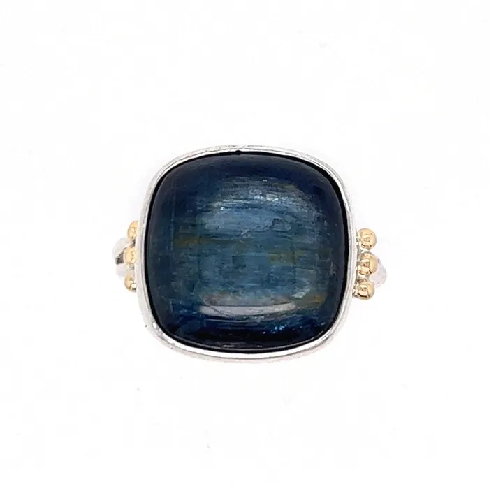 Sterling Silver Kyanite Cocktail Ring with 14k gold Beads Emily Amey Jewelry Rings Sterling Silver Kyanite Cocktail Ring with 14k gold Beads Emily Amey Jewelry Rings