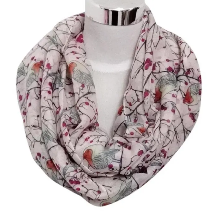 Stylish Birds Print Round O Ring Shape Scarf Neck Soft Voile Scarves sparklingselections Rings Stylish Birds Print Round O Ring Shape Scarf Neck Soft Voile Scarves sparklingselections Rings