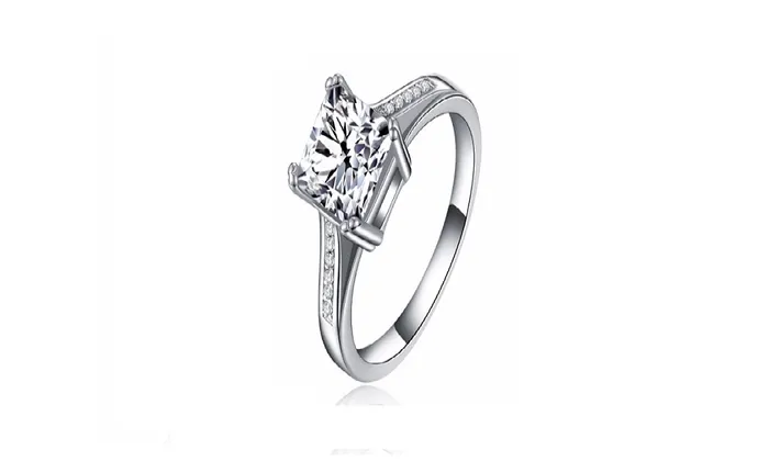 White Gold Filled Square Wedding Ring78 sparklingselections Rings