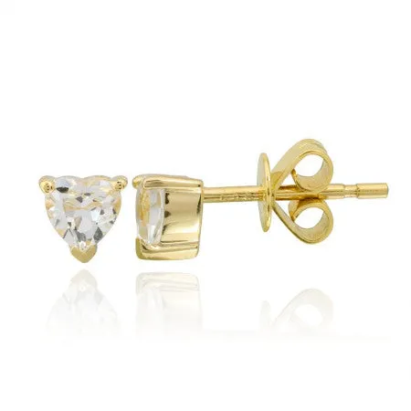 White Topaz Heart Stud Alev Collection Earrings