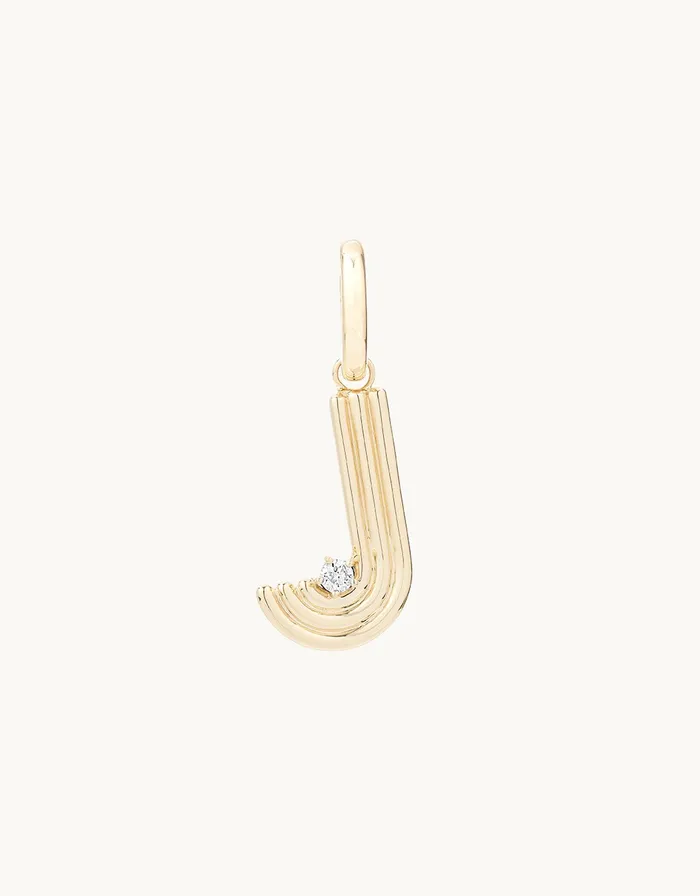 Adina Reyter adina reyter groovy diamond initial charm j Charm Necklaces