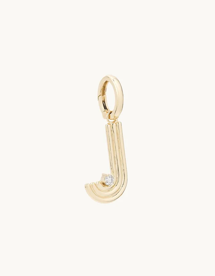 Adina Reyter adina reyter groovy diamond initial charm j Charm Necklaces