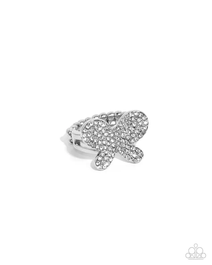 Aerial Anthem White Butterfly Ring Jewelry by Bretta Paparazzi Accessories Rings