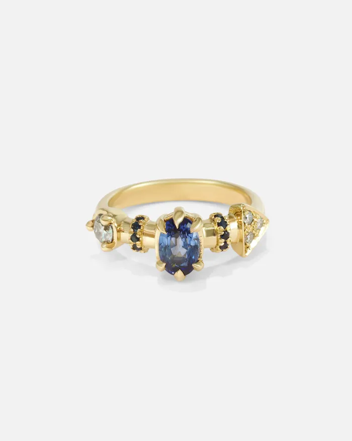 Alfonzo Rings Supernova Blue Sapphire and White Diamond Ring