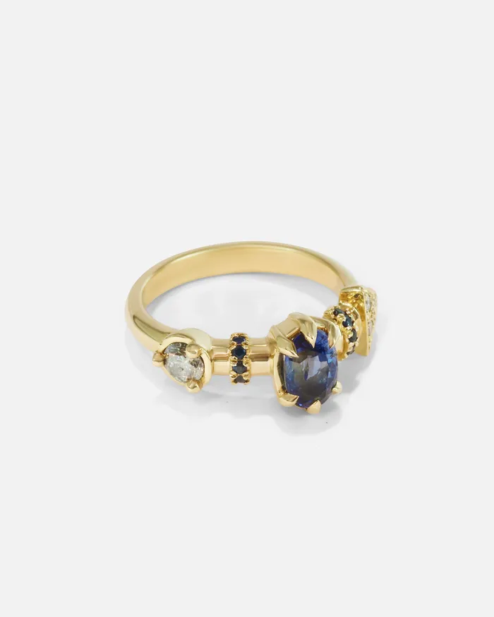 Alfonzo Rings Supernova Blue Sapphire and White Diamond Ring Alfonzo Rings Supernova Blue Sapphire and White Diamond Ring