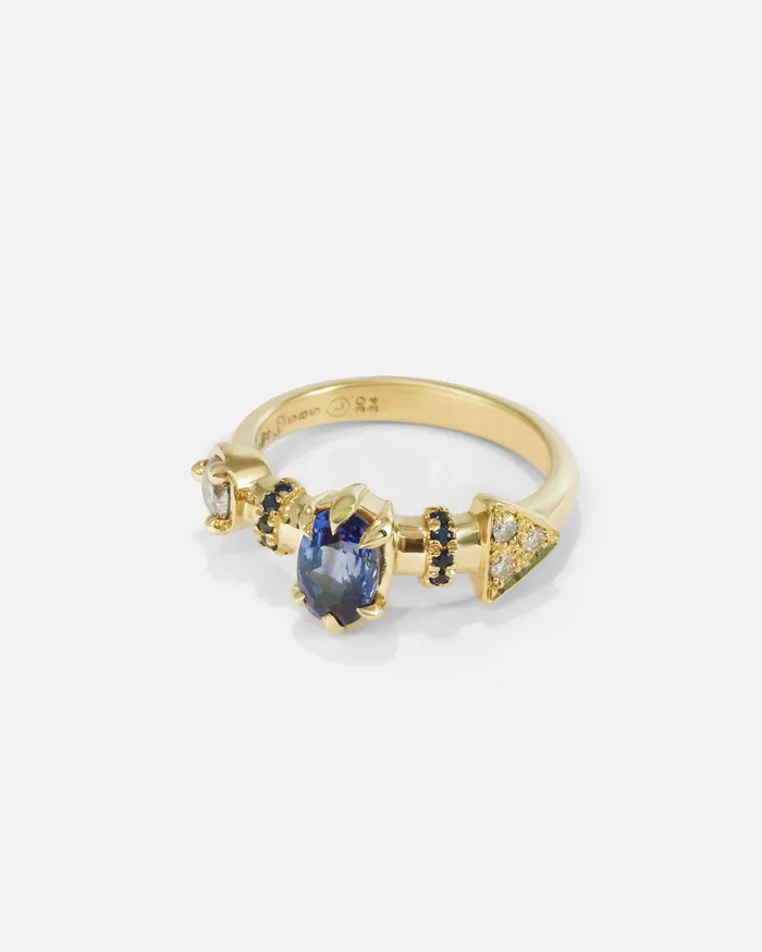 Alfonzo Rings Supernova Blue Sapphire and White Diamond Ring Alfonzo Rings Supernova Blue Sapphire and White Diamond Ring