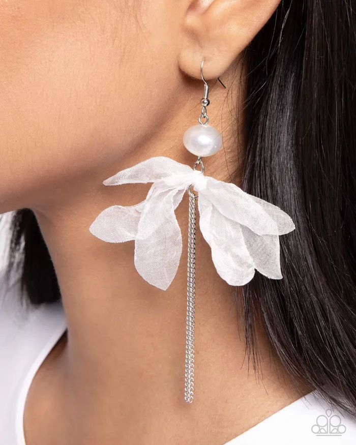 Ballerina Build White Earrings Jewelry by Bretta Paparazzi Accessories Earrings