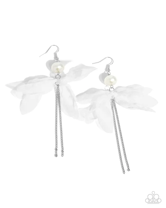 Ballerina Build White Earrings Jewelry by Bretta Paparazzi Accessories Earrings