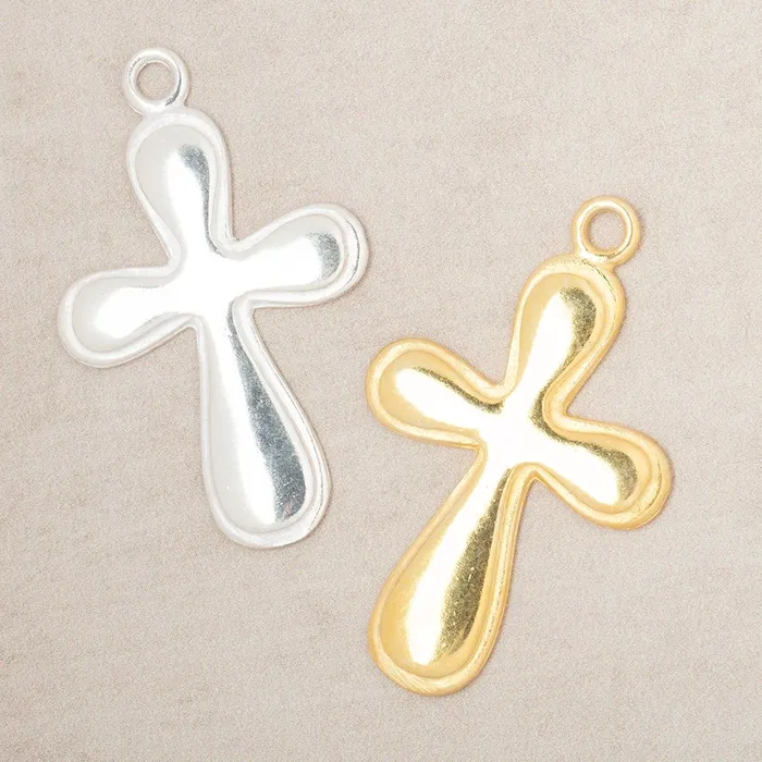 Beadsofcambaycom Charm Necklaces 34x25mm Groovy Cross Pendant Charm 1 piece