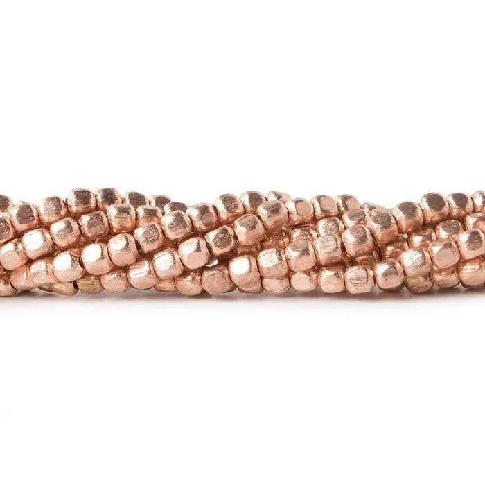 Beadsofcambaycom Earrings 3mm Rose Gold plated Copper Brushed Cube Beads 66 beads 8 inch Beadsofcambaycom Earrings 3mm Rose Gold plated Copper Brushed Cube Beads 66 beads 8 inch
