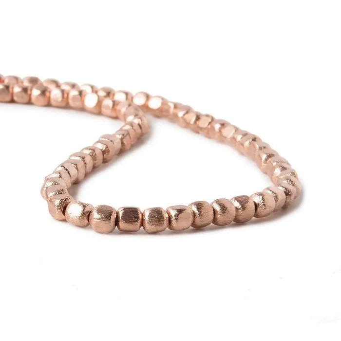 Beadsofcambaycom Earrings 3mm Rose Gold plated Copper Brushed Cube Beads 66 beads 8 inch Beadsofcambaycom Earrings 3mm Rose Gold plated Copper Brushed Cube Beads 66 beads 8 inch