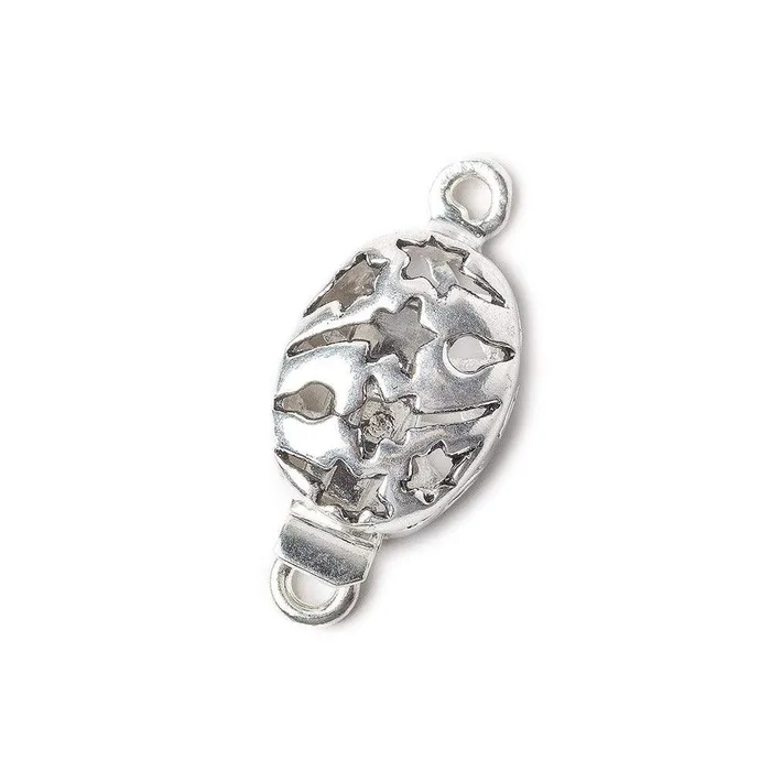 Beadsofcambaycom Rings 11x24mm Sterling Silver plated Box Clasp Oval Shooting Star Design 1 piece Beadsofcambaycom Rings 11x24mm Sterling Silver plated Box Clasp Oval Shooting Star Design 1 piece