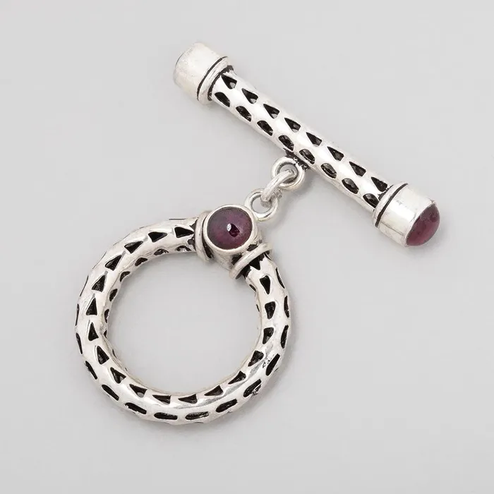 Beadsofcambaycom Rings 23mm Antiqued Sterling Silver Rhodolite Garnet Filigree Toggle 1 piece Beadsofcambaycom Rings 23mm Antiqued Sterling Silver Rhodolite Garnet Filigree Toggle 1 piece