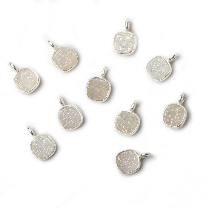 Beadsofcambaycom Rings 6mm Silver 925 Bezel Pearl White Gold Micro Drusy Square Pendant 1 piece with side facing ring Beadsofcambaycom Rings 6mm Silver 925 Bezel Pearl White Gold Micro Drusy Square Pendant 1 piece with side facing ring