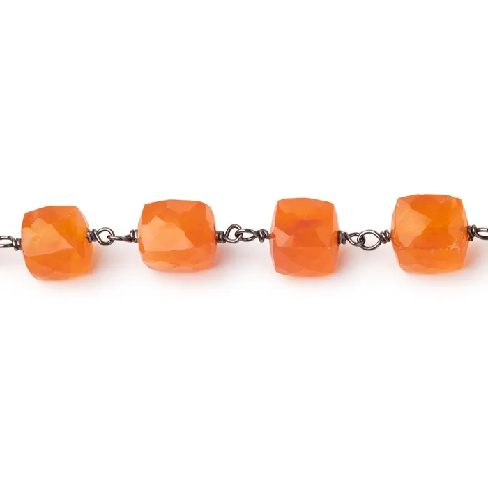 Beadsofcambaycom Rings 78mm Carnelian Faceted Cube Black Gold over Sterling Silver Chain Beadsofcambaycom Rings 78mm Carnelian Faceted Cube Black Gold over Sterling Silver Chain