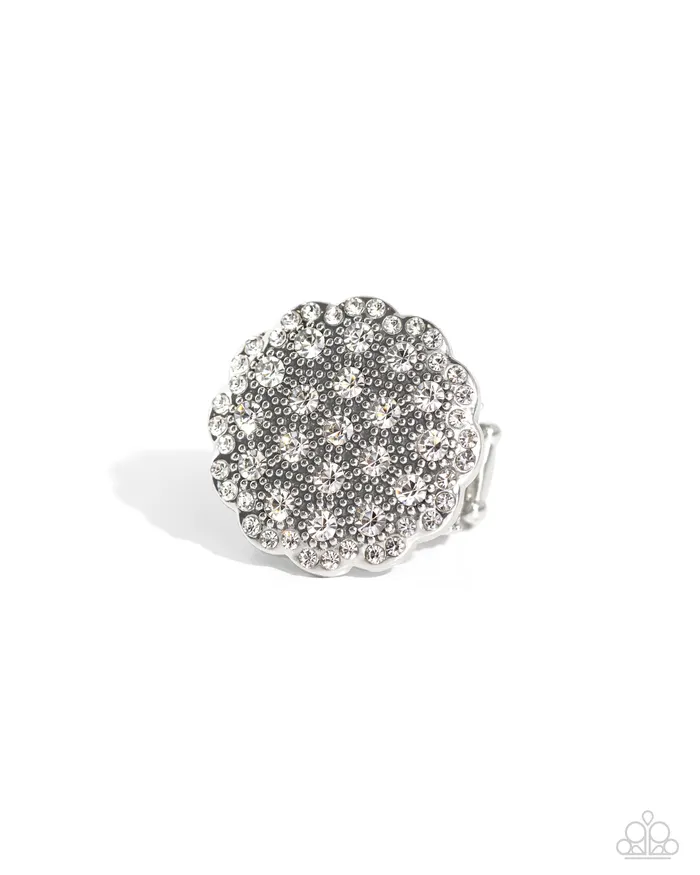 Blingy Bouquet White Ring Jewelry by Bretta Paparazzi Accessories Rings