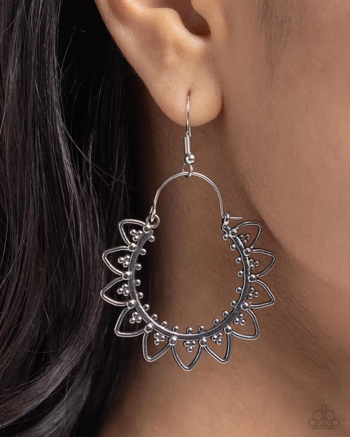 Botanical Tambourine Silver Earrings Jewelry by Bretta Paparazzi Accessories Earrings Botanical Tambourine Silver Earrings Jewelry by Bretta Paparazzi Accessories Earrings