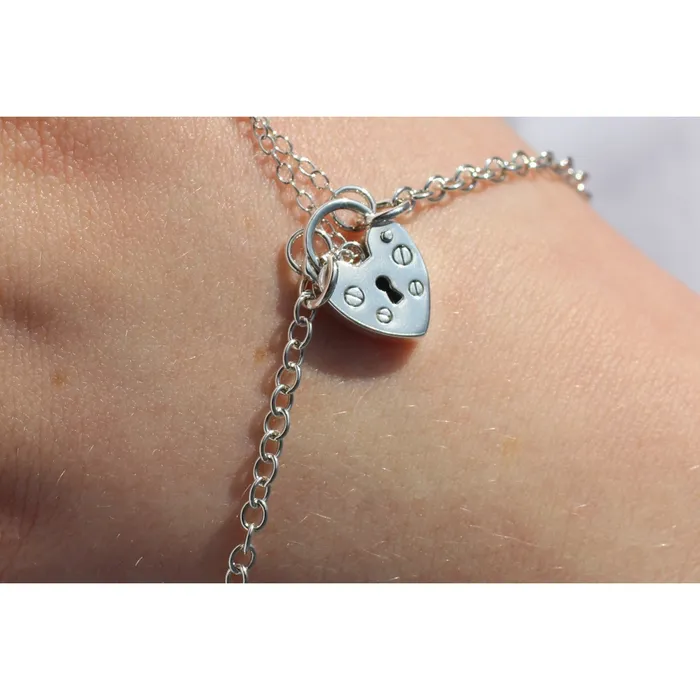 Bracelets Erosmoon VINTAGE STYLE HEART PADLOCK CLASP BRACELET AND CHAIN STERLING SILVER Bracelets Erosmoon VINTAGE STYLE HEART PADLOCK CLASP BRACELET AND CHAIN STERLING SILVER