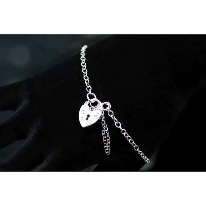 Bracelets Erosmoon VINTAGE STYLE HEART PADLOCK CLASP BRACELET AND CHAIN STERLING SILVER Bracelets Erosmoon VINTAGE STYLE HEART PADLOCK CLASP BRACELET AND CHAIN STERLING SILVER