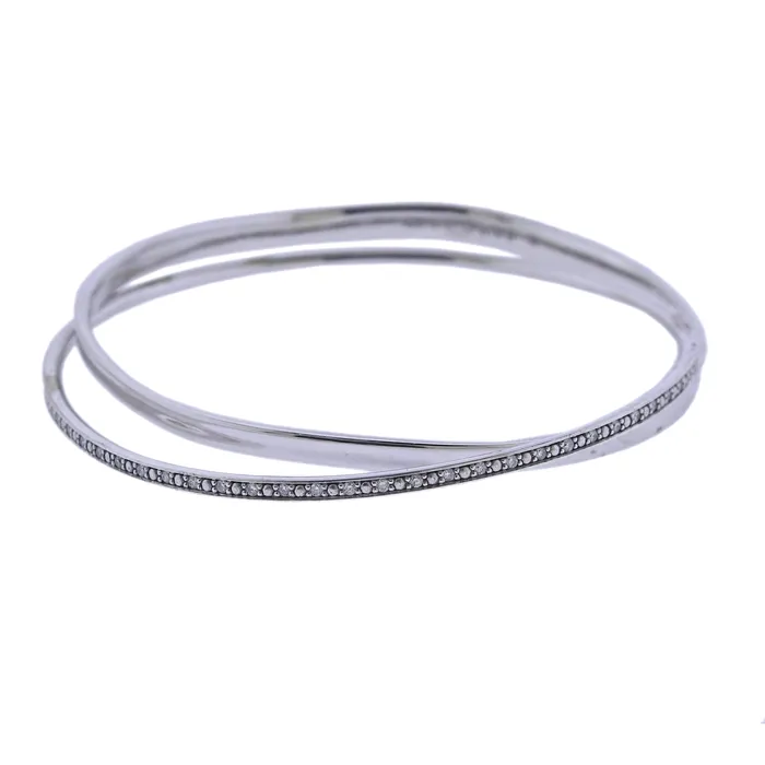 Bracelets Georg Jensen Georg Jensen Marcia Silver Diamond Bangle Bracelet 618 B