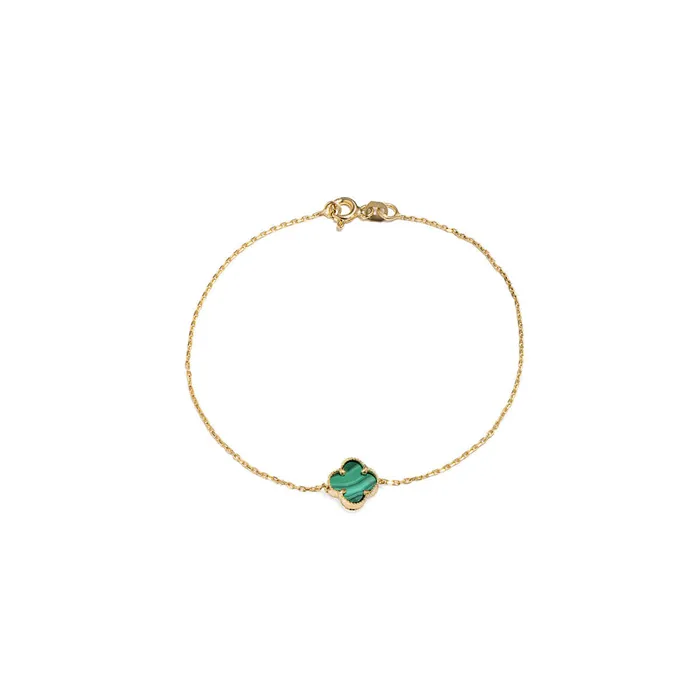 Bracelets Golden bracelet with clover and green malachite 19cm Senso Gold Malachite Senso Gold Bracelets Golden bracelet with clover and green malachite 19cm Senso Gold Malachite Senso Gold