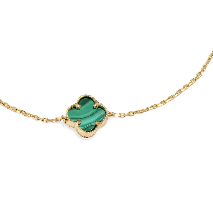 Bracelets Golden bracelet with clover and green malachite 19cm Senso Gold Malachite Senso Gold