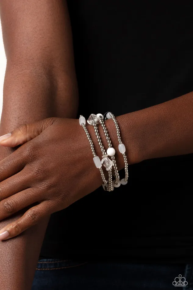 Bracelets Paparazzi Accessories Geometric Guru White Bracelet Jewelry by Bretta