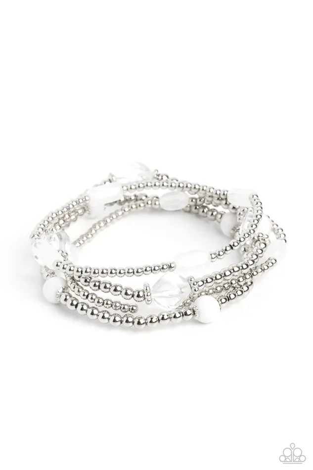 Bracelets Paparazzi Accessories Geometric Guru White Bracelet Jewelry by Bretta