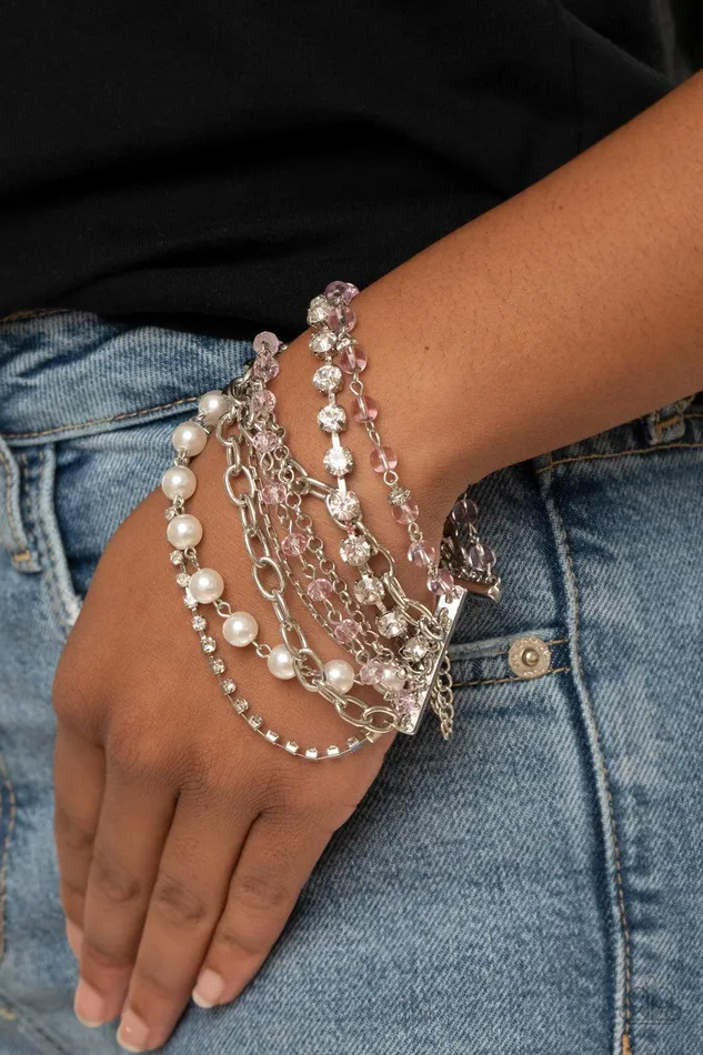 Bracelets Paparazzi Accessories Heiress Hustle Pink Bracelet Jewelry by Bretta