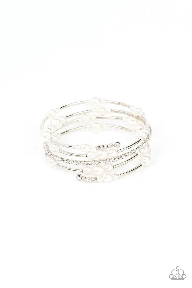 Bracelets Paparazzi Accessories Marina Masterpiece White Coil Bracelet Jewelry by Bretta