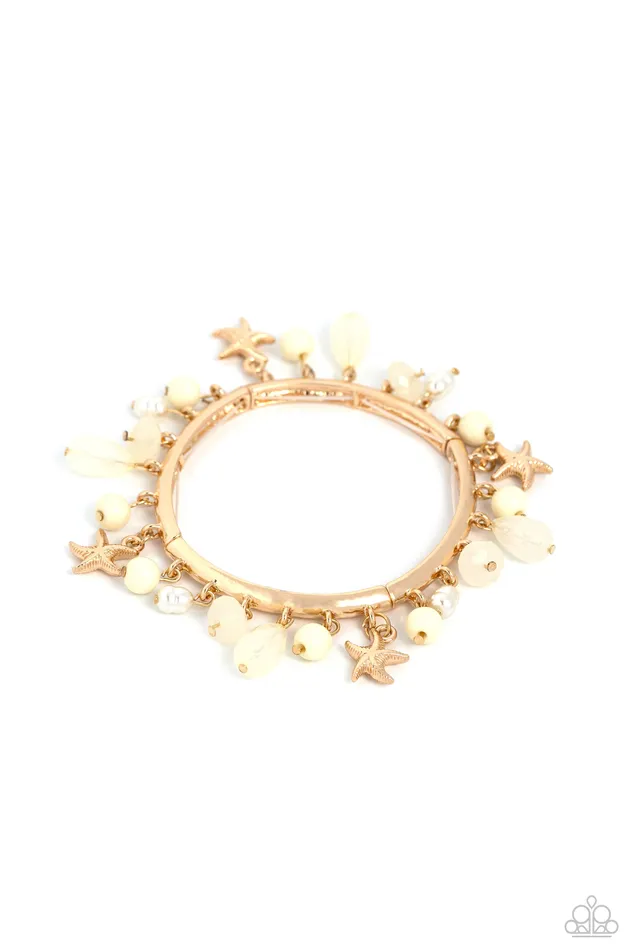 Bracelets Paparazzi Accessories Surfer Serenade Gold Necklace and Bracelet Set Jewelry by Bretta
