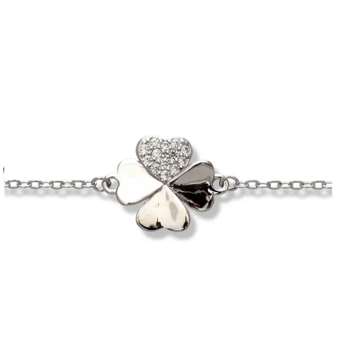 Bracelets Senso Silver Silver bracelet with fourleaf clover and Zirconia Silver Sense Bracelets Senso Silver Silver bracelet with fourleaf clover and Zirconia Silver Sense