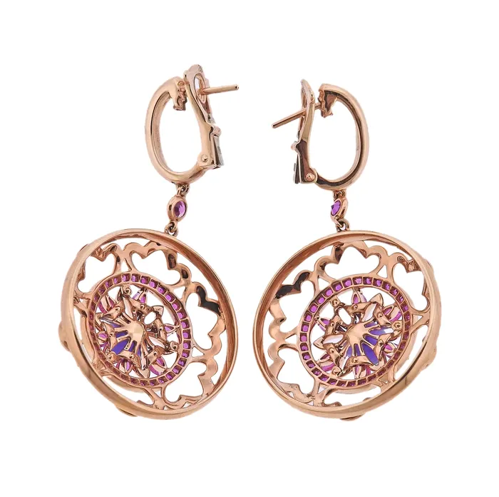 Bucherer Earrings Bucherer Gold Pink Sapphire Amethyst Drop Earrings